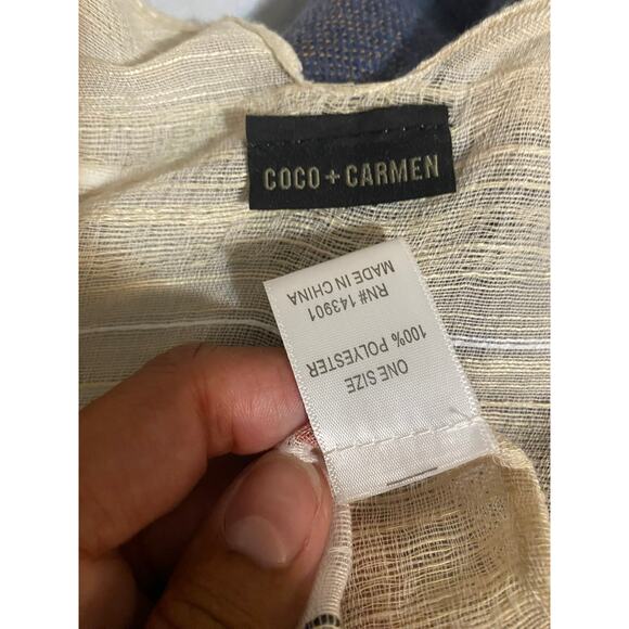 Coco + Carmen Open Front Kimona Peach White Pink One Size Polyester - Picture 5 of 8